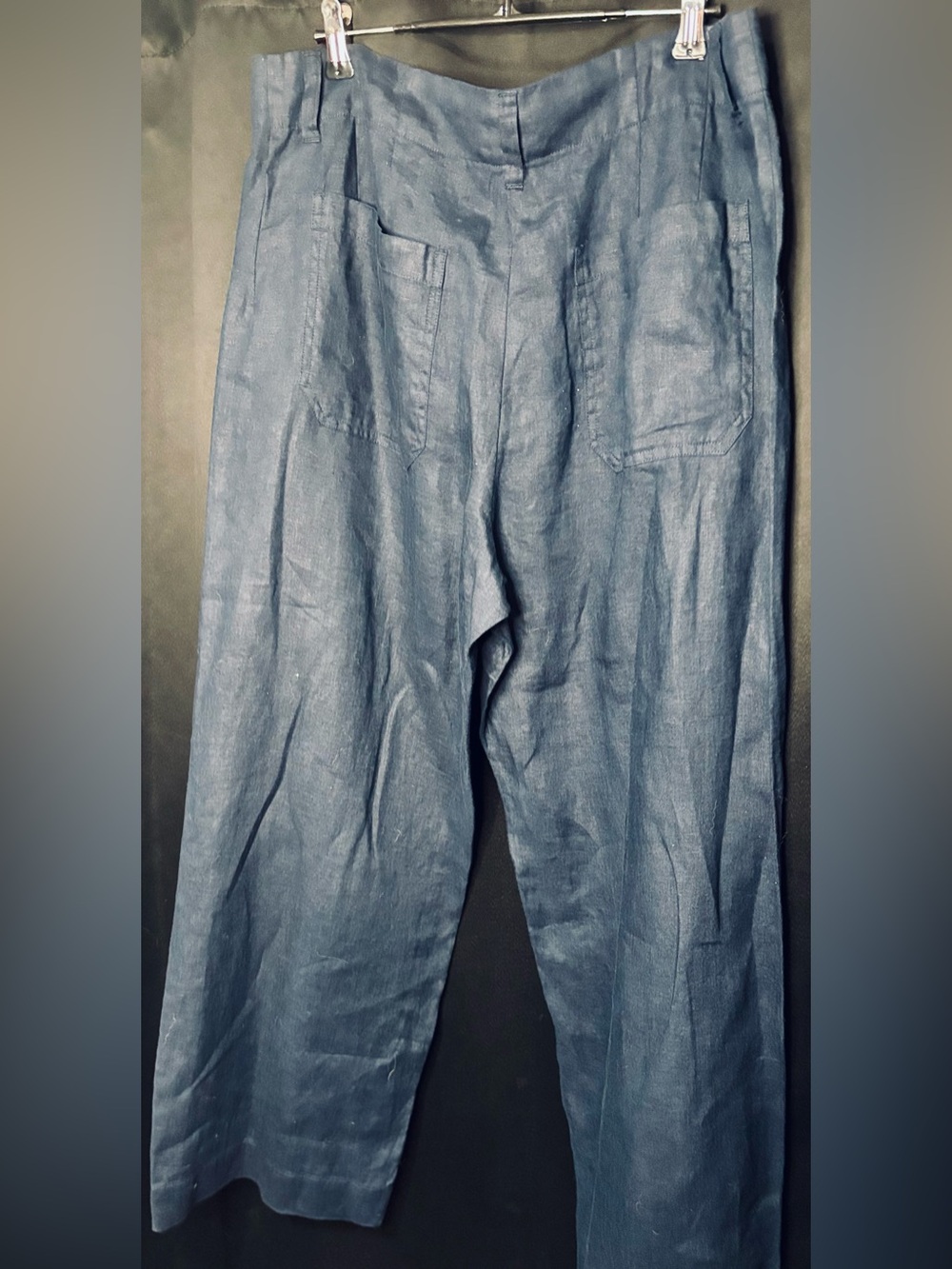 Women’s Blue 100% Linen Blend Casual Pants